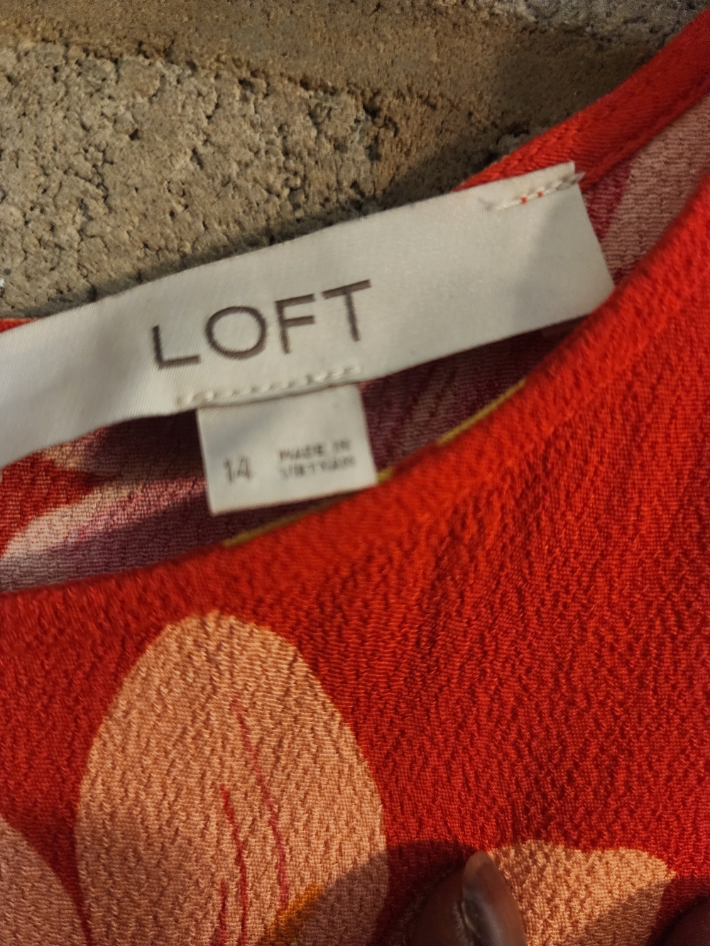 The Loft Tomato Red Floral Cap-Sleeve A-Line Dress - Picture 8 of 9